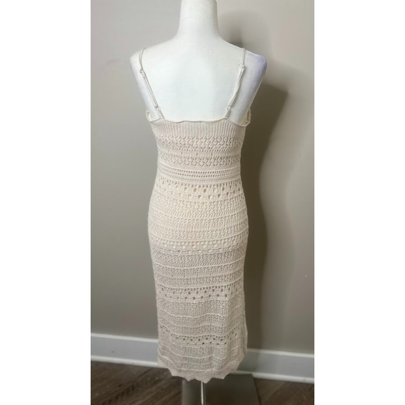 Freshman 1996 Dress M Boho Babydoll Y2K Fairy Cottagecore Crochet Maxi Sweater - Picture 5 of 14